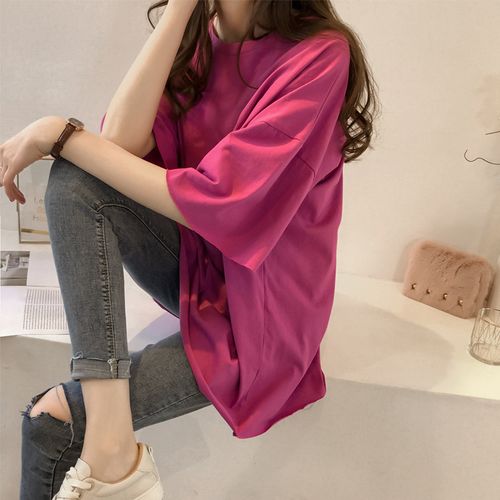 大碼夏裝2020新款糖果色短袖t恤女韓國(guó)ins半袖上衣服外貿(mào)女裝批發(fā)